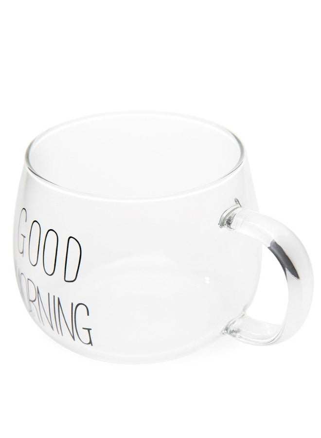 جود مورننغ 2 كوب إفطار زجاجي مصنوع من زجاج البورسليكات عالي الجودة بمقبض مقاوم للحرارة سعة 300 مل -شفاف - Image 3