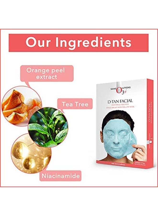O3+ D-Tan Facial kit for tan removal & brightness for tanned & dull skin 180g ( Pack of 4) - Image 3