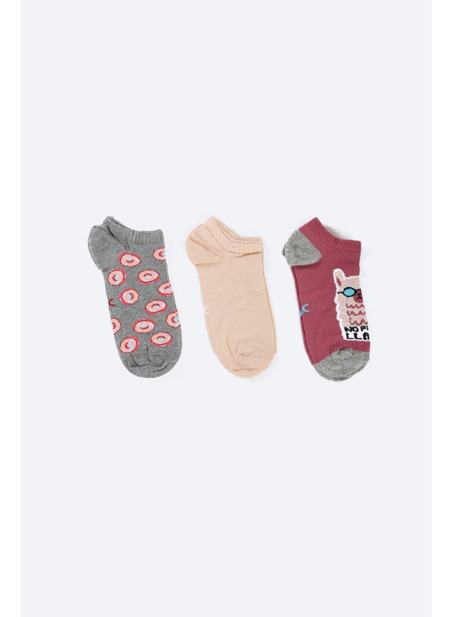 Carina Cotton Ankle Socks - 3 Pairs - Image 2