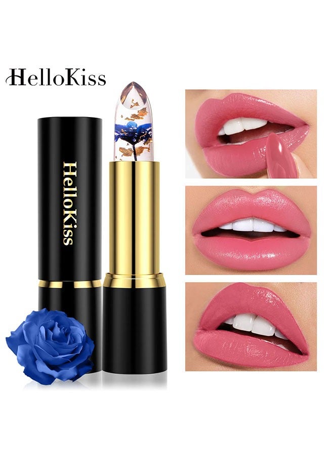 Jelly Flowers Changing Lipstick -Temperature Lip Color Changing Gloss Lipstick Lasting Moisturizer Color Change Lip Balm Moisturizing Tinted Lip Gloss for Women