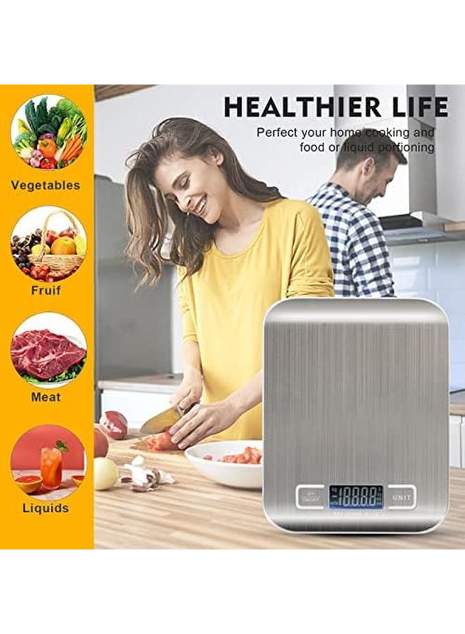 SKY-TOUCH Digital Food Scale Kitchen Scale Slim Stainless Multifunction Scale With Lcd Display And Tare Measuring Four Units Of Measure Conversion Batteries Included Silver - Image 3