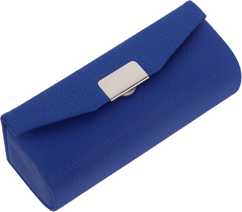Small Lipstick Case Holder with Snap Button and Mirror, Portable Lip Balm Box for Outdoor Travel, Blue Textured Pattern Cosmetic Organizer for Women Random Color - Image 1