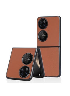 HuHa Case Cover For Huawei P50 Pocket Plain Skin Litchi Texture Phone Case Brown 