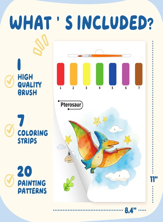 YPLUS Toddler Watercolor Coloring Book, Watercolor Painting Paper for Kids Ages 1-3, 2-4, Magic Book, Craft Gift for Drawing - Dinosaur - Image 2
