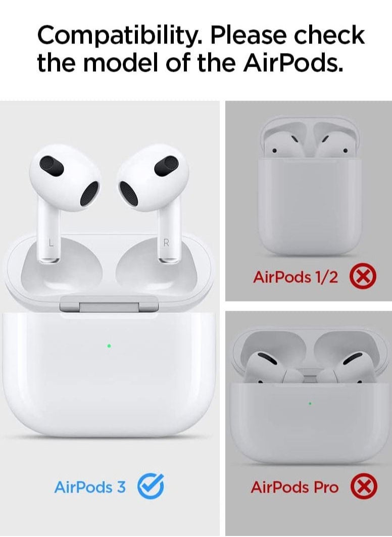 Spigen Tough Armor Case Cover For AirPods 3 3rd Generation 2021 With Keychain Extreme Impact Foam Black  - Image 3
