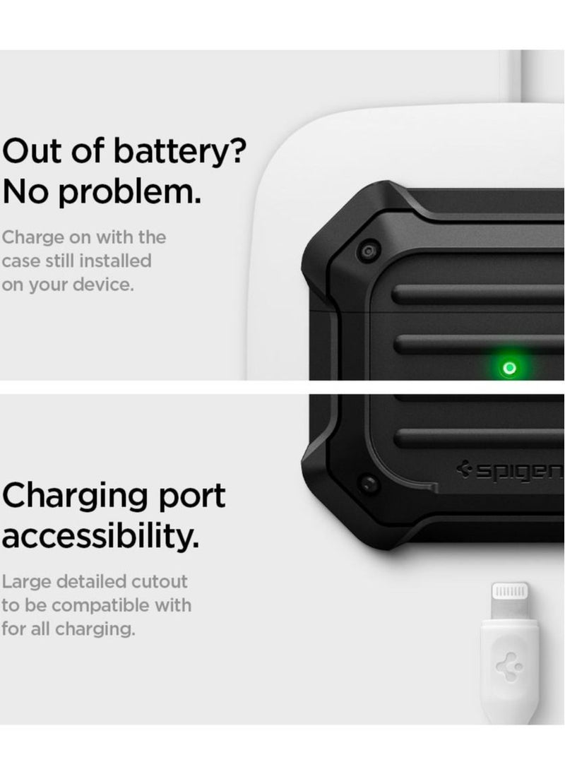 Spigen Tough Armor Case Cover For AirPods 3 3rd Generation 2021 With Keychain Extreme Impact Foam Black  - Image 5