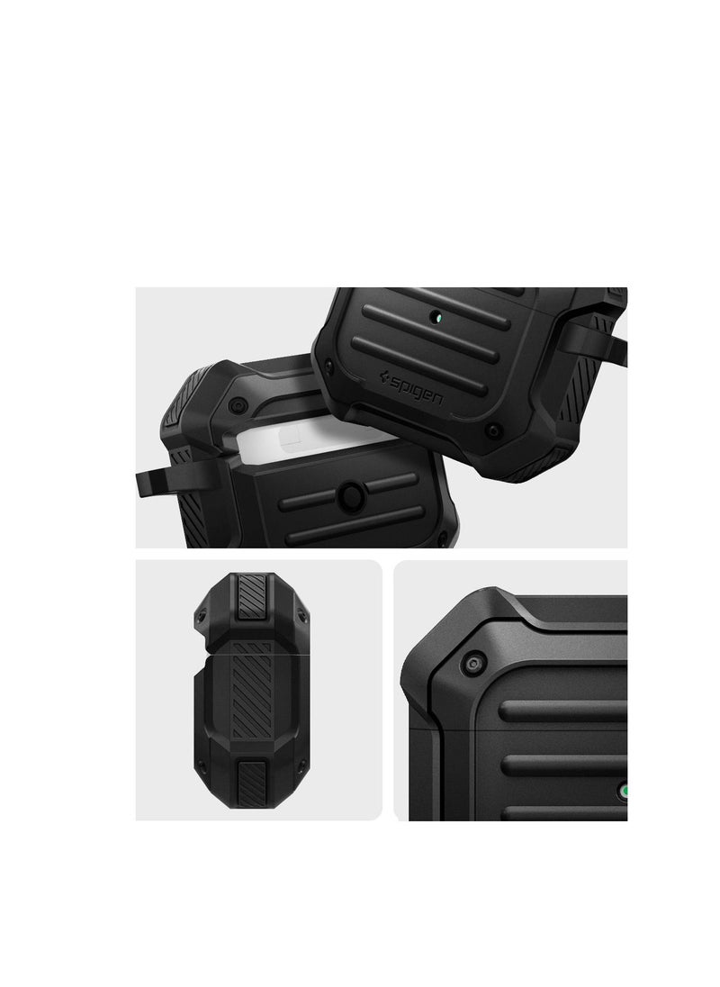 Spigen - Tough Armor Case Cover For AirPods 3 3rd Generation 2021 With Keychain Extreme Impact Foam Black - Image 1