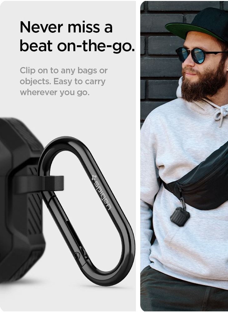 Spigen - Tough Armor Case Cover For AirPods 3 3rd Generation 2021 With Keychain Extreme Impact Foam Black - Image 1