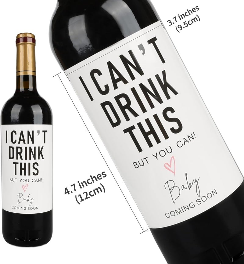 Aoemon I Can't Drink This But You Can - Pregnancy Announcements Wine Labels, Baby Announcement Wine Labels, Pregnancy Reveal Ideas, Pregnancy Announcements for Family, Funny Wine Bottle Labels (Set of 10) - Image 5