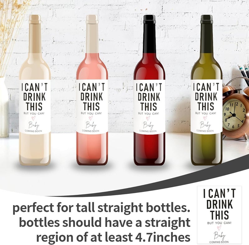 Aoemon I Can't Drink This But You Can - Pregnancy Announcements Wine Labels, Baby Announcement Wine Labels, Pregnancy Reveal Ideas, Pregnancy Announcements for Family, Funny Wine Bottle Labels (Set of 10) - Image 4
