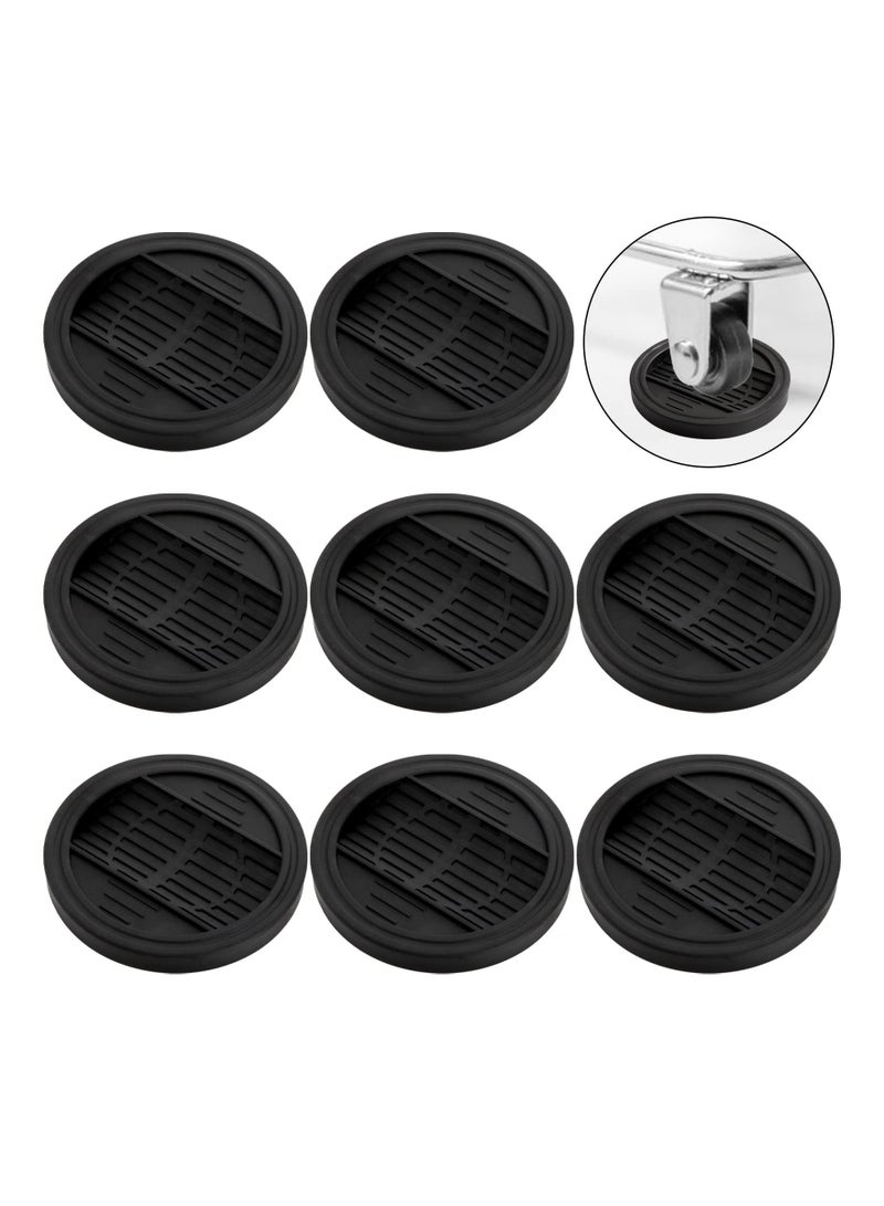 Generic Furniture Non-Slip Caster Pad, Rubber Round Floor Protectors, Furniture Feet Chair Leg Mat Office Chair Wheel Stoppers for Bed Cabinet Sofa Chair Table Piano Wheels (Black), 8 Pcs  - Image 1