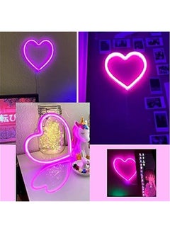هوكور لافتة نيون على شكل قلب، مصباح LED يعمل بالبطارية او يعمل بمنفذ USB، مصباح زينة للطاولة والجدار كهدية عيد الام وغرفة البنات وحفلات الزفاف واعياد الميلاد وديكور المنزل (بينك)  - Image 4