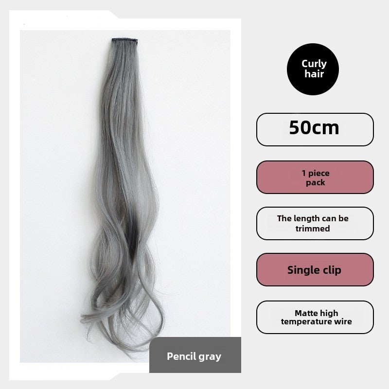 Generic Long Hair Extension Highlight Clip-On Pencil Gray 