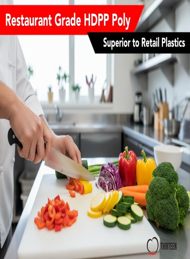 ثيرتين سيفس لوح تقطيع بلاستيكي تجاري عالي الكثافة، أبيض اللون، مقاس 18 × 12 × 1/2 بوصة، حاصل على شهادة NSF، وآمن للاستخدام في غسالة الأطباق، مناسب لخدمات الطعام. - Image 3