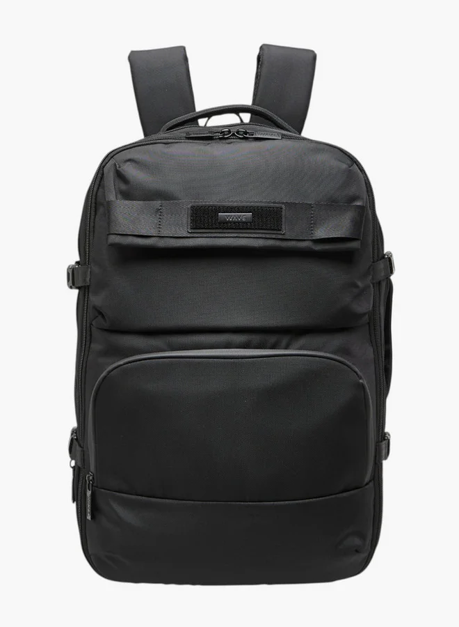 Solid Backpack with Adjustable Straps and Zip Closure