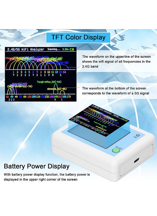 Generic - WIFI Signal Scanner 2.4G/5G WIFI Signal Usage Analyzer Router Management Assistant with 2.4inch Color Display - Image 1