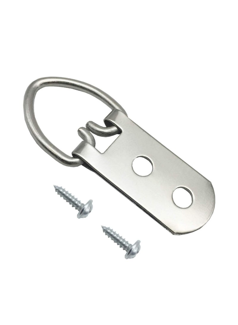 SOLARAE Premium Heavy-Duty Picture Hanging Hooks with Screws - Set of 100 D-Ring Hooks for Artwork, Clocks, Paintings, and Mirrors - Image 1