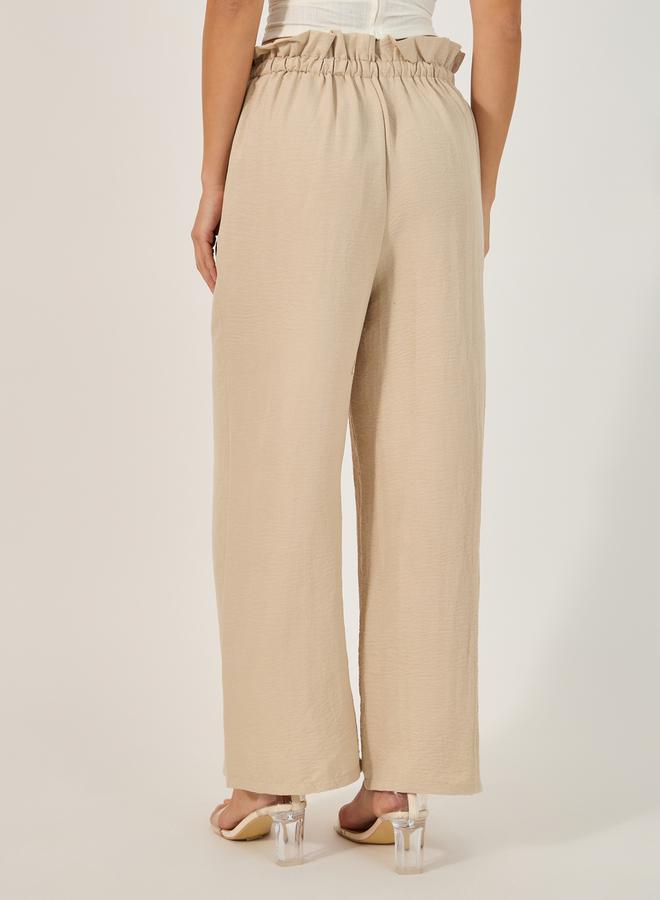 Styli Mid Rise Wide Leg Pants with Drawstring  - Image 4