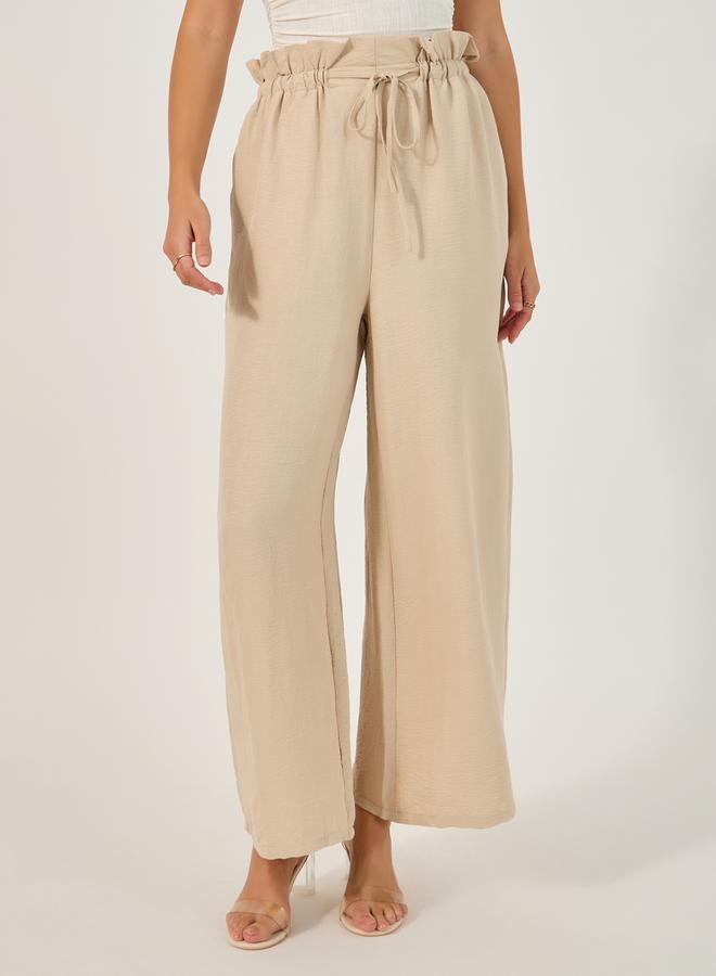 Styli Mid Rise Wide Leg Pants with Drawstring  - Image 2