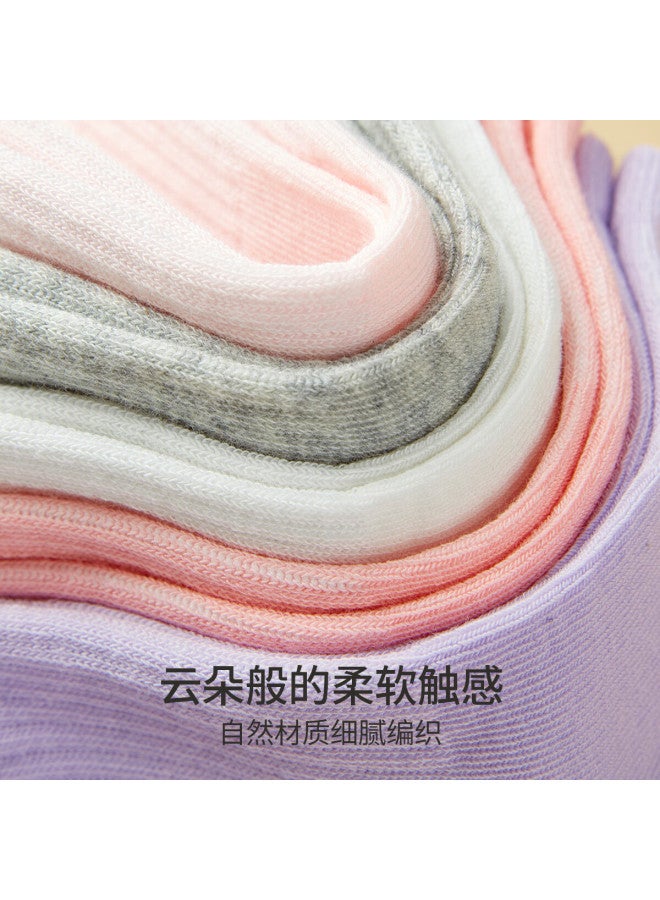 Deesha [7a Antibacterial Five-pack] Girls' Cotton Socks, All-season Seamless Comfortable Baby Socks, Soft Breathable Anti-pilling