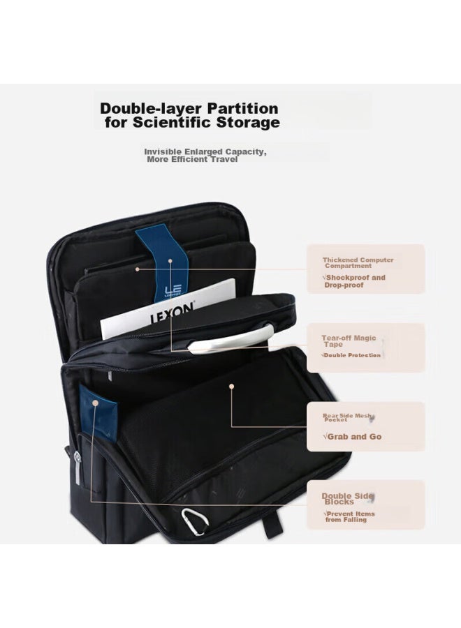 Lexon Laptop Backpack 15.6/16 Inch, Men's Double-layer Backpack, Business Travel Notebook Backpack, Blue And Black - Image 2