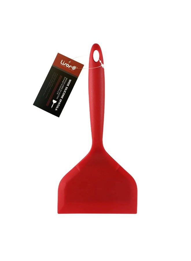 LISOS Silicone Tamagoyaki Spatula Japanese Omelette Spatula Wide Silicone Pancake Spatula Nonstick Heat-Resistant Pancake Shovel for Egg, Fish, Burgers, Steak and Pizza，Red - Image 1