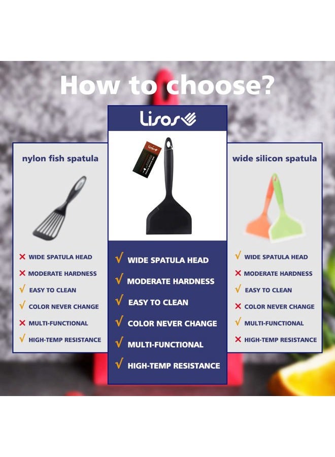 LISOS Silicone Tamagoyaki Spatula Japanese Omelette Spatula Wide Silicone Pancake Spatula Nonstick Heat-Resistant Pancake Shovel for Egg, Fish, Burgers, Steak and Pizza，Red - Image 2