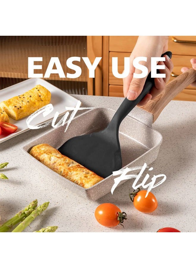 LISOS Silicone Tamagoyaki Spatula Japanese Omelette Spatula Wide Silicone Pancake Spatula Nonstick Heat-Resistant Pancake Shovel for Egg, Fish, Burgers, Steak and Pizza，Red - Image 4