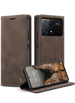 CaseMe For Xiaomi Poco X6 Pro Cover, Magnetic Adsorption Full Body Shockproof Protective Flip Cover, PU Leather Hidden Stand Wallet Case  - Image 1