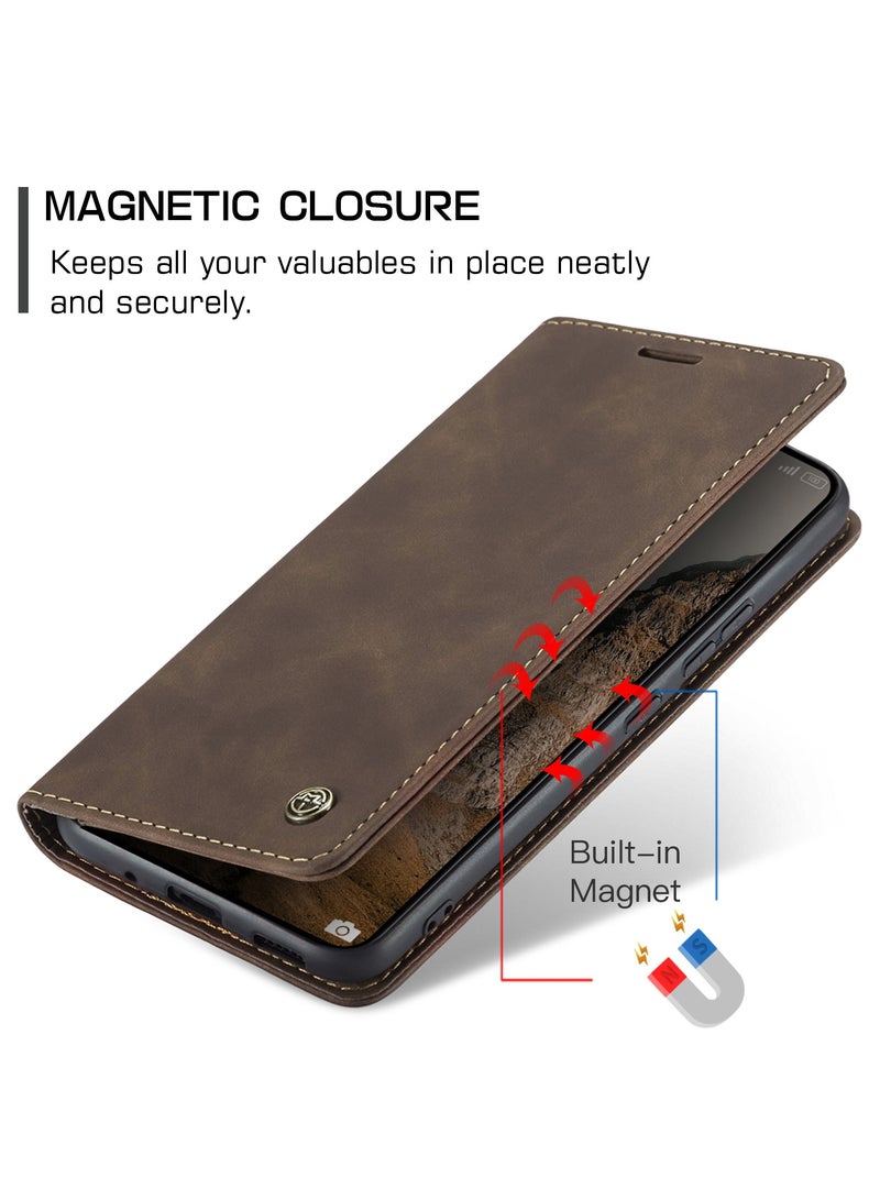 CaseMe For Xiaomi Poco X6 Pro Cover, Magnetic Adsorption Full Body Shockproof Protective Flip Cover, PU Leather Hidden Stand Wallet Case - Image 3
