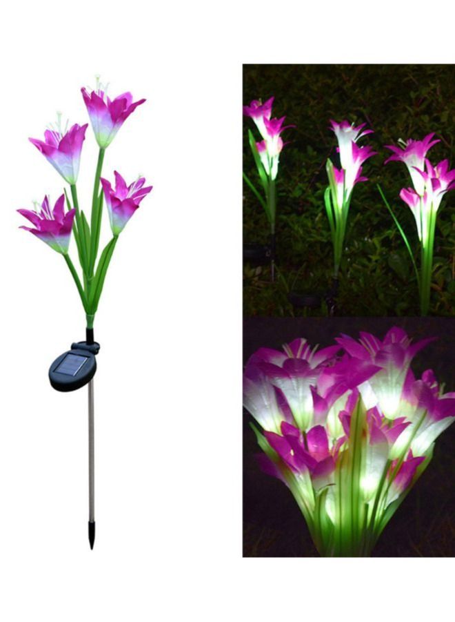 2 pcs Beautiful Romantic Waterproof Solar Powered LED Simulation Lily Flower Light Lamp Landscape Lighting With Stake For Outdoor Garden Yard Lawn Path Balcony Party Decoration, Violet - Image 2