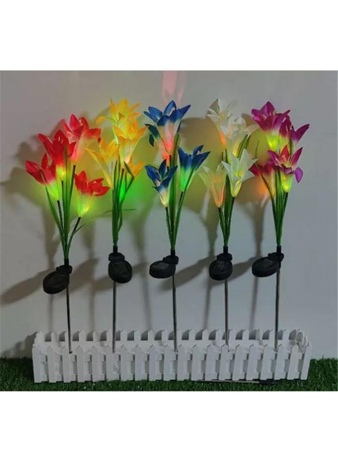 2 pcs Beautiful Romantic Waterproof Solar Powered LED Simulation Lily Flower Light Lamp Landscape Lighting With Stake For Outdoor Garden Yard Lawn Path Balcony Party Decoration, Violet - Image 5
