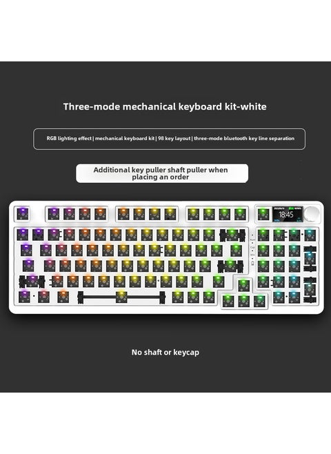 Customizable Mechanical Keyboard with RGB  Screen 98 LCD white kit-three models-knob-RGB-axle seat (excluding shaft and keycap)
