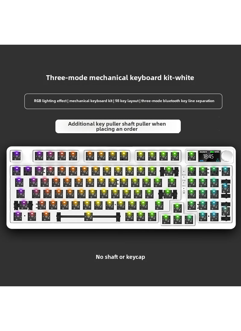 Generic - Customizable Mechanical Keyboard with RGB  Screen 98 LCD white kit-three models-knob-RGB-axle seat (excluding shaft and keycap) - Image 1