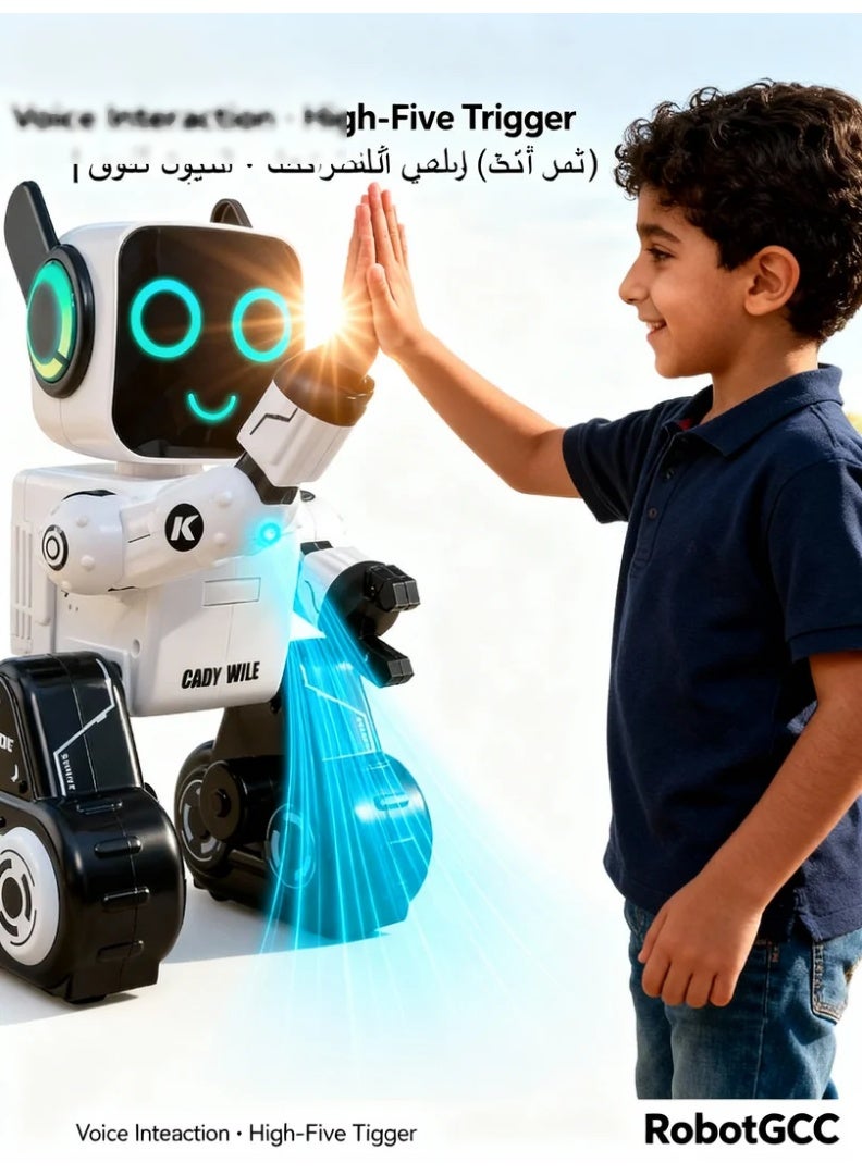 robotgcc Interactive Voice Smart Robot for Kids – Cady Wile Programmable Talking Robot Toy with Voice/Touch/Remote Modes, Singing & Dancing, 3 Magic Voice Changer, RGB Eyes & Colorful Ear Lights - Image 1