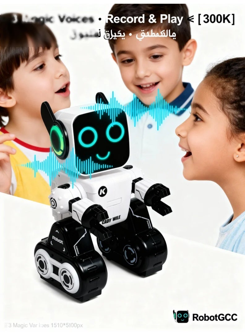 robotgcc Interactive Voice Smart Robot for Kids – Cady Wile Programmable Talking Robot Toy with Voice/Touch/Remote Modes, Singing & Dancing, 3 Magic Voice Changer, RGB Eyes & Colorful Ear Lights - Image 4