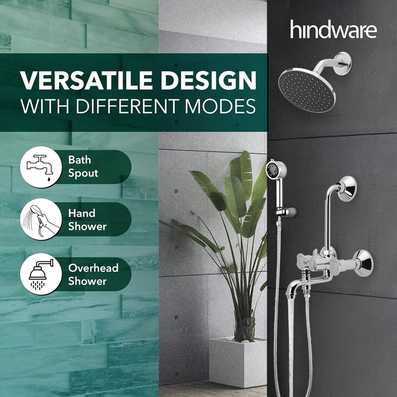 Hindware Lyra F920039CP 3in1 Brass Wall Mixer for Bathroom Chrome Finish - Image 4