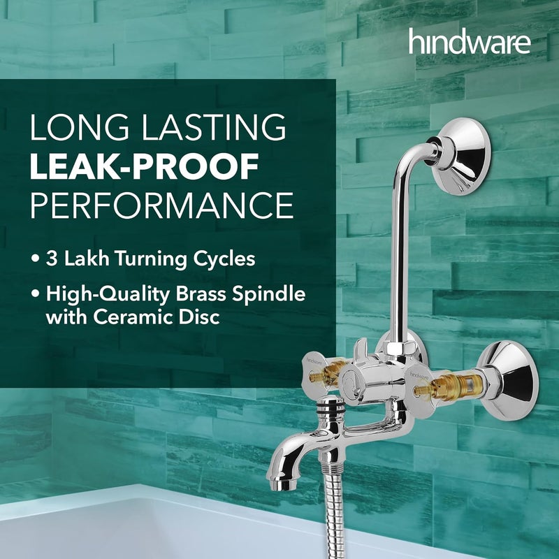 Hindware Lyra F920039CP 3in1 Brass Wall Mixer for Bathroom Chrome Finish - Image 3