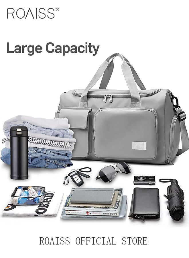 roaiss Large Capacity Duffle Bag with Shoe Compartment, Multifunctional Overnight Bag with Zip Closure, Waterproof Multi-pocket Travel Bag, Dry and Wet Separation Gym Bag, Ideal for Travel, Swimming, Gym and Outdoor Activities - Image 3