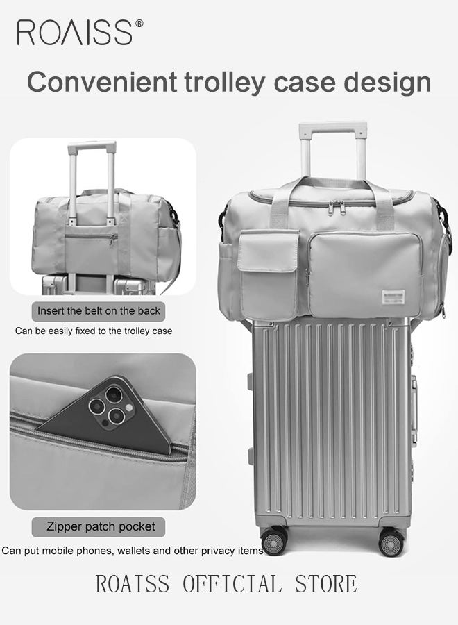 roaiss Large Capacity Duffle Bag with Shoe Compartment, Multifunctional Overnight Bag with Zip Closure, Waterproof Multi-pocket Travel Bag, Dry and Wet Separation Gym Bag, Ideal for Travel, Swimming, Gym and Outdoor Activities - Image 5