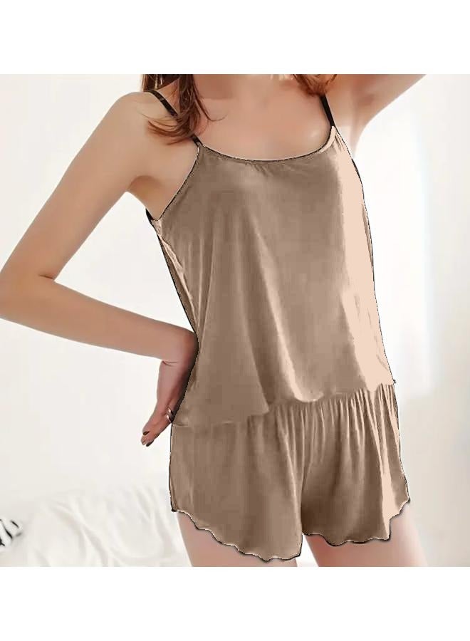 السيدات حجم الحرة البدلة المنزلية المرأة الصيف السباغيتي حزام طباعة السراويل قطعتين مجموعة - Image 2