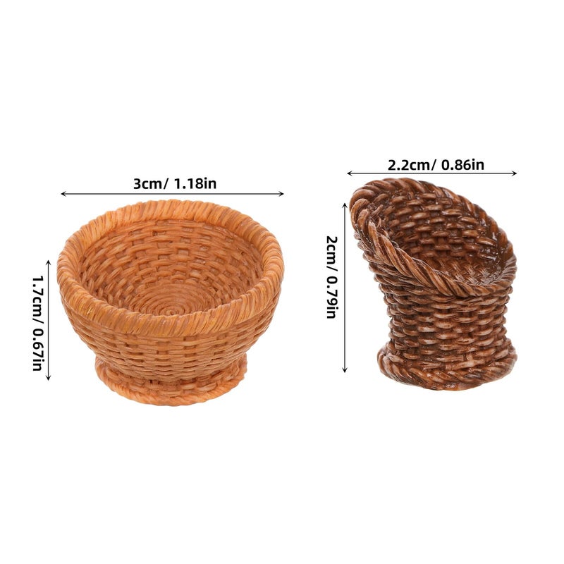 Miniature Wicker Basket And Chair Set 3Pcs Dollhouse Furniture Accessories - Image 3