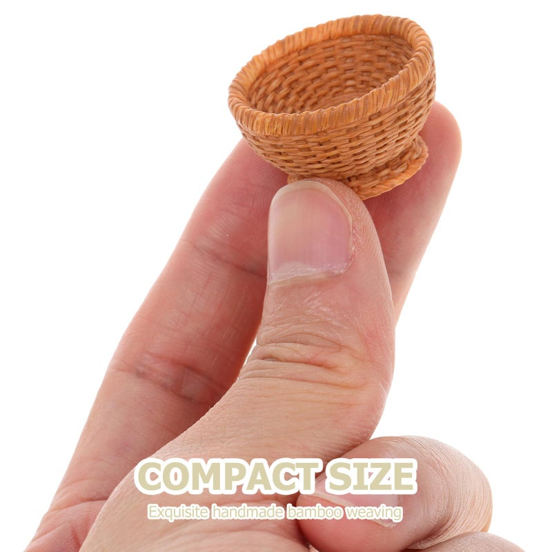 Miniature Wicker Basket And Chair Set 3Pcs Dollhouse Furniture Accessories - Image 4