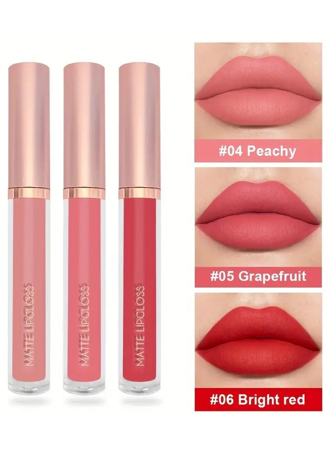 ORiTi 3 Pcs Matte Lipstick Lip Gloss Set Waterproof Non-Stick Cup Liquid Lipstick Matte Velvety Lip Glaze Lipstick Set Lip Stain Lip Care Not Easy To Fade, Valentine's Day For Women Mother's Day Gift B - Image 1