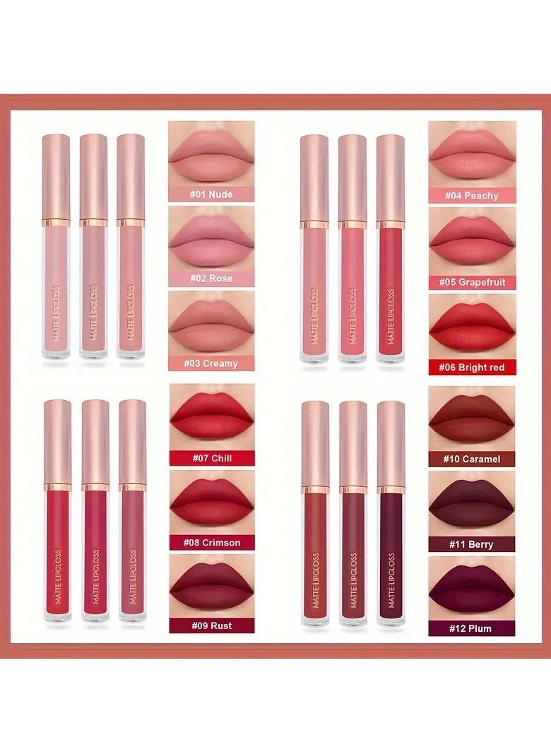 ORiTi 3 Pcs Matte Lipstick Lip Gloss Set Waterproof Non-Stick Cup Liquid Lipstick Matte Velvety Lip Glaze Lipstick Set Lip Stain Lip Care Not Easy To Fade, Valentine's Day For Women Mother's Day Gift B - Image 5