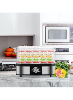 ماركة غير محددة آلة تجفيف الطعام خالية من مادة BPA، 5 صواني مع مؤقت رقمي والتحكم في درجة الحرارة للفواكه والخضروات واللحوم ولحم البقر المتشنج ونظام دوران الهواء الساخن بزاوية 360 درجة، و5 صواني تجفيف قابلة للتكديس  - Image 2
