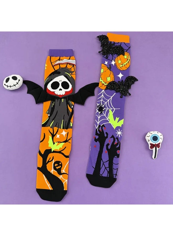 A pair of kid's Halloween over-the-knee socks - Image 1