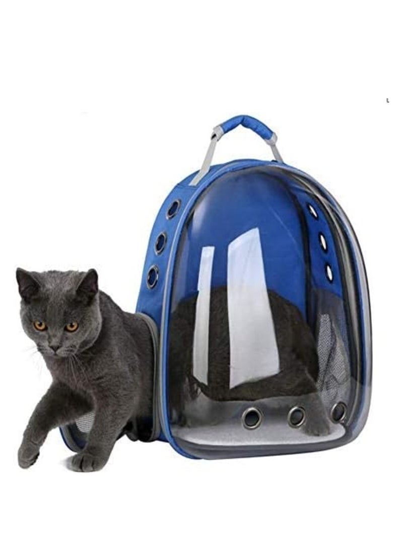 eBasket Pet Cat Puppy Carrier Backpack Breathable Outdoor Travel Transparent Design (Blue) - Image 2