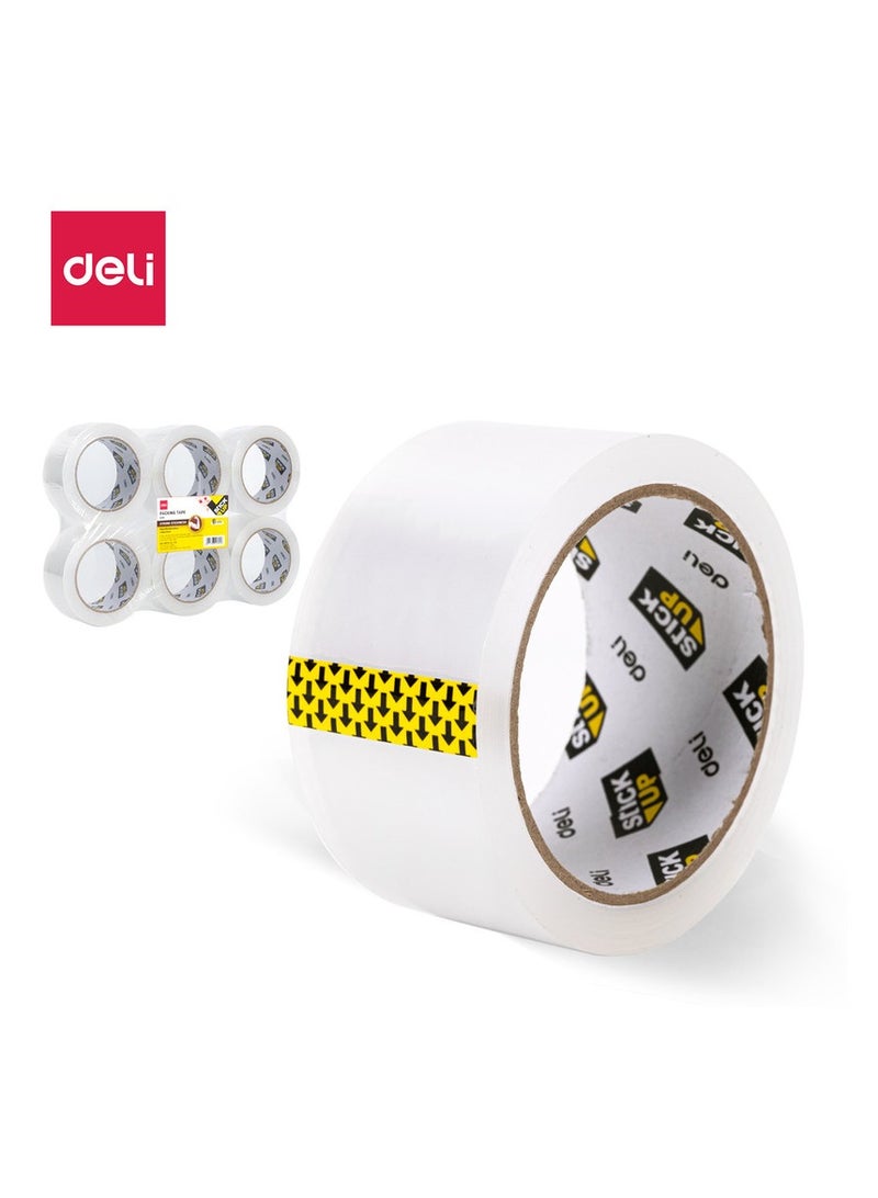 Deli شريط لاصق دلي EA319 STICK UP فائق القوة BOPP (نواة كرتونية، شفاف) - 6 قطع/فيلم انكماش حراري - ختم صناعي للطرود والشحن والتنقل واللوجستيات - Image 1