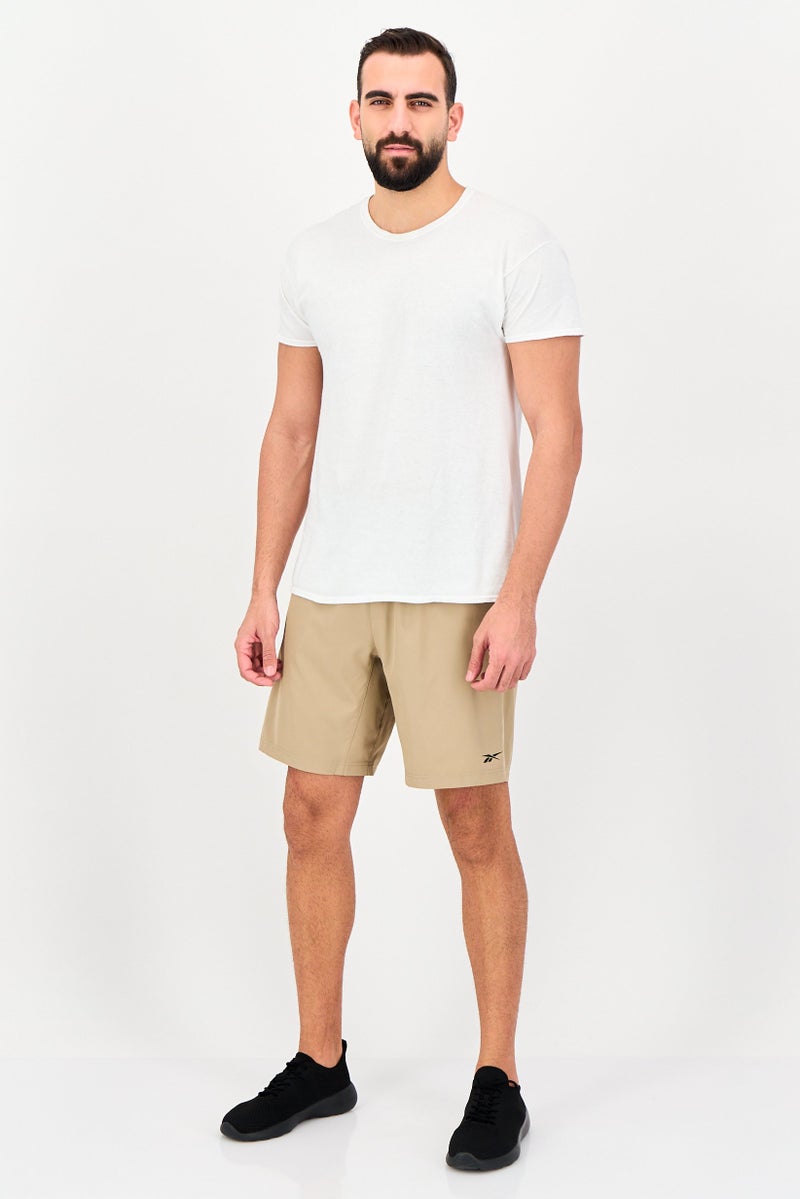 Reebok Men Sportswear Fit Brand Logo Training Shorts, Tan - Image 4